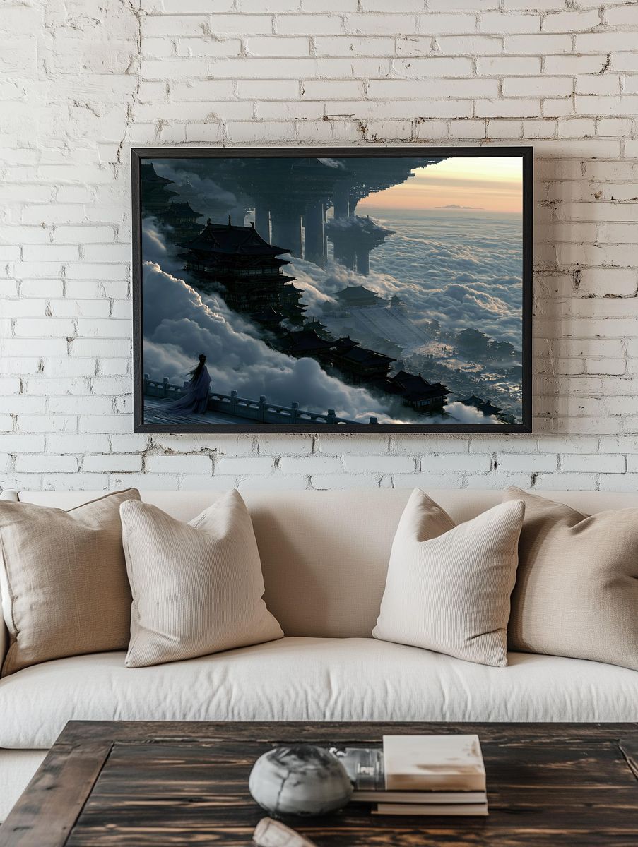 Cloud Palace Fantasy Landscape Poster. — room view 1