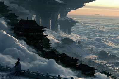 Cloud Palace Fantasy Landscape Poster. poster