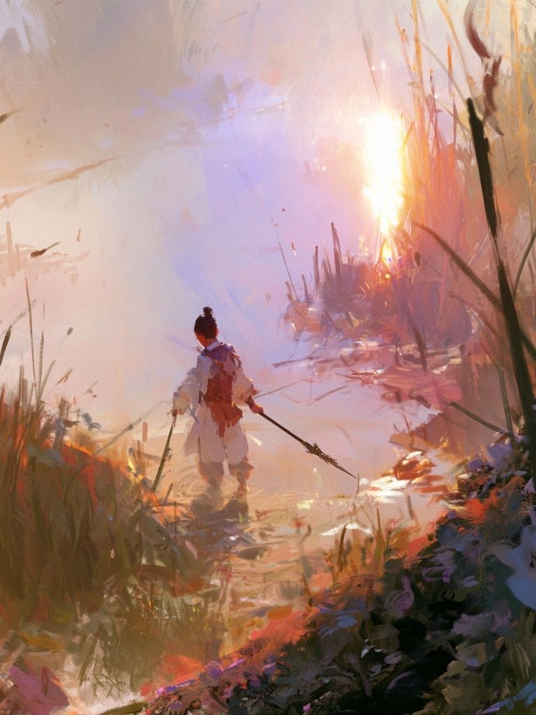Sunlit Warrior Fantasy Print. poster detail