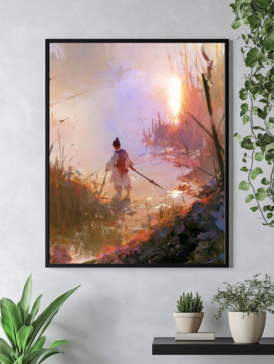 Sunlit Warrior Fantasy Print. — room view 4
