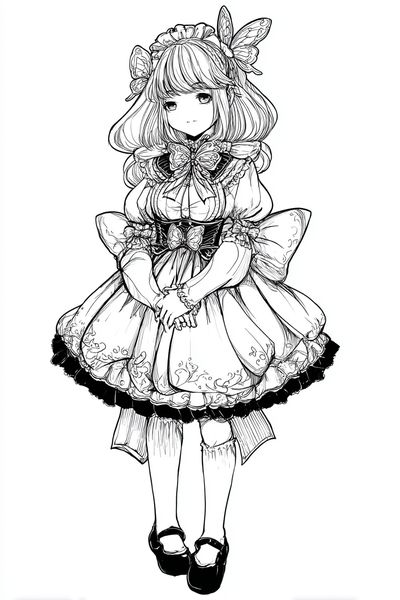 Butterfly Girl Line Art Poster. poster print