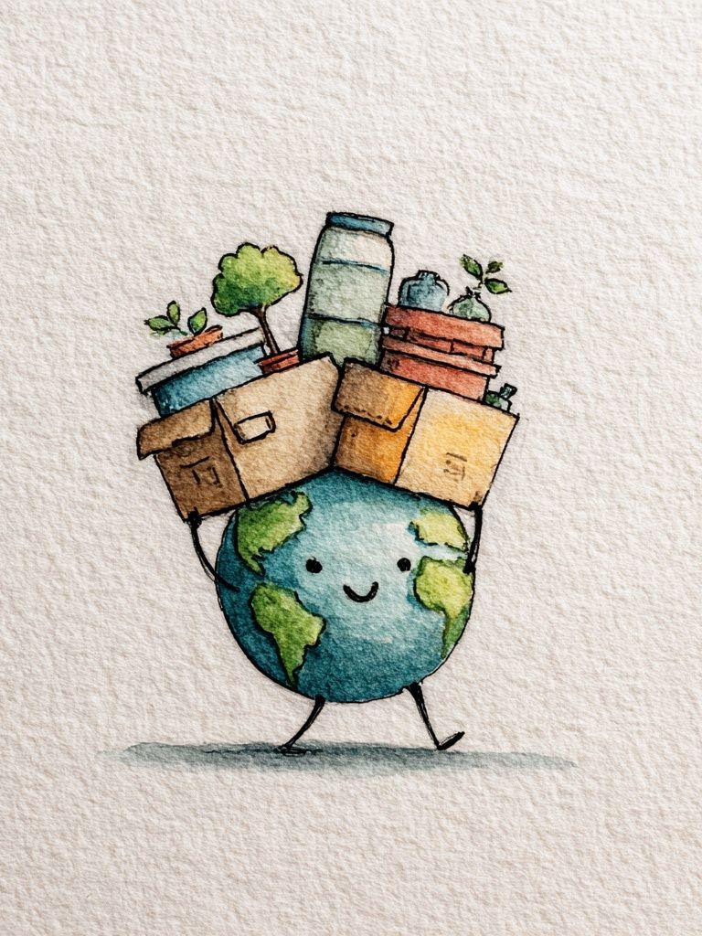 Cute Earth Carrying Plants Poster. poster detail