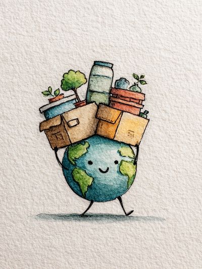 Cute Earth Carrying Plants Poster. poster print