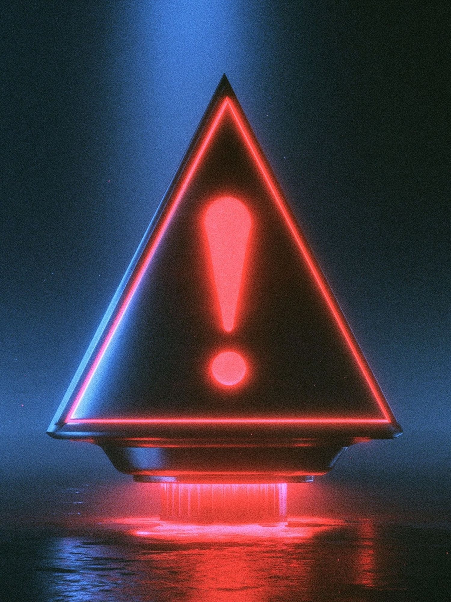 Neon Warning Triangle Poster. poster — illustration art