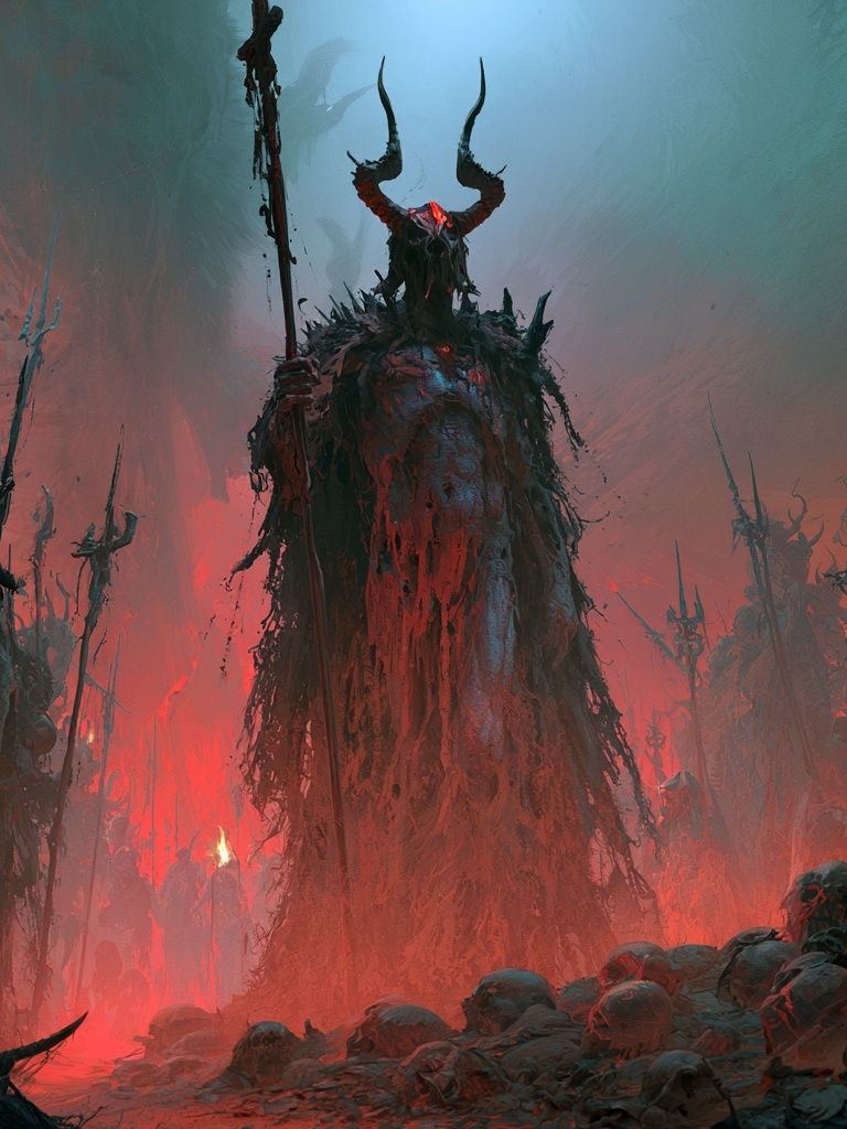 Demonic Ritual Scene Fantasy Print. poster — illustration art