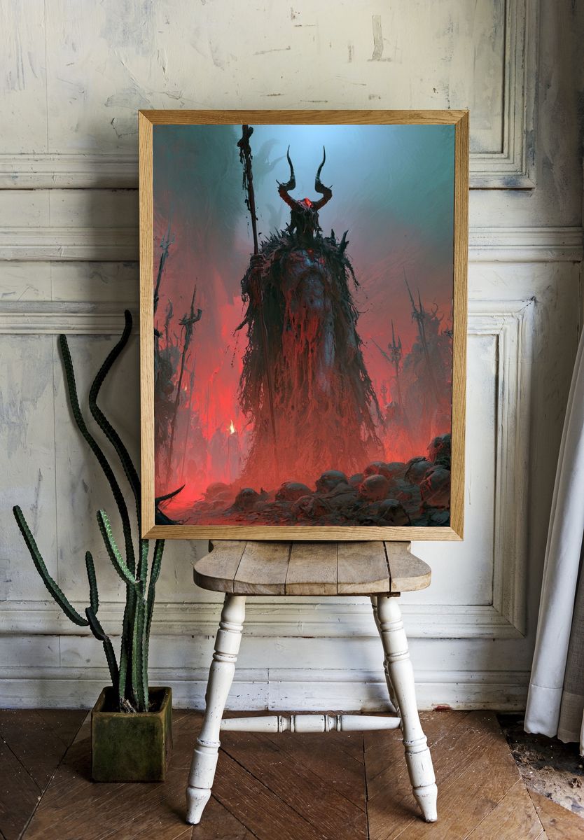 Demonic Ritual Scene Fantasy Print. room preview