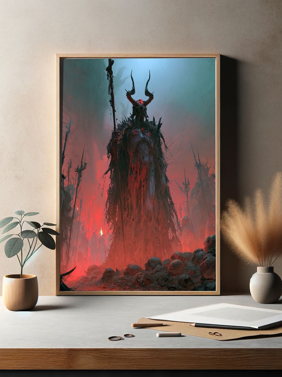 Demonic Ritual Scene Fantasy Print. — room view 2