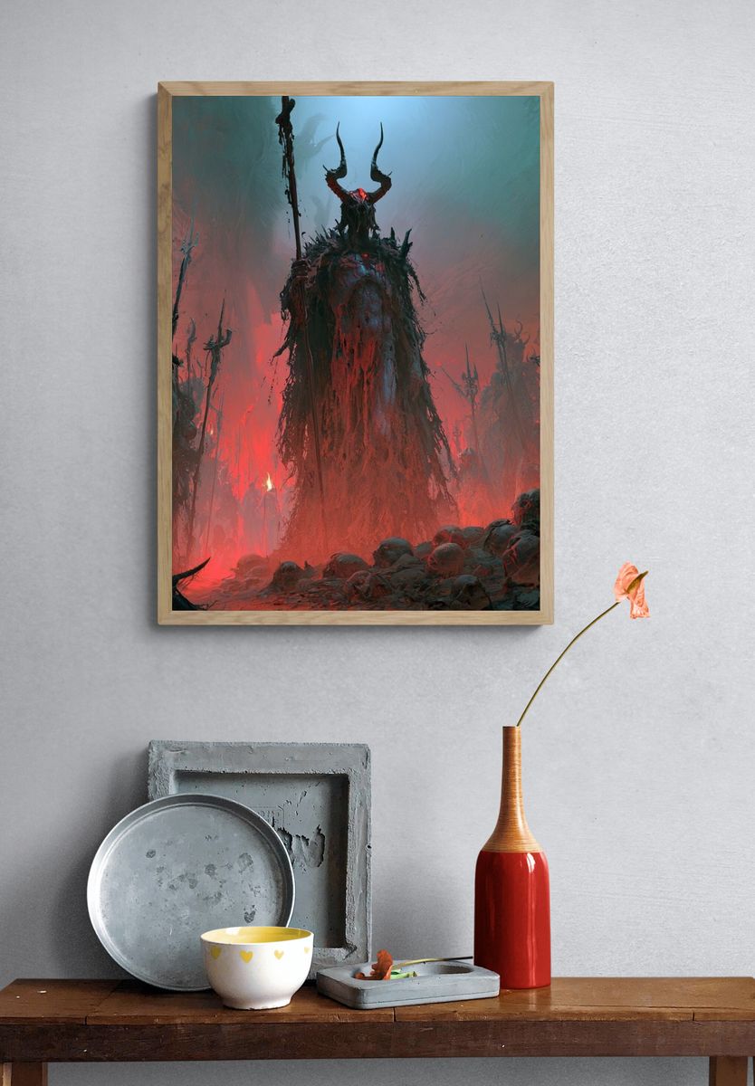 Demonic Ritual Scene Fantasy Print. — room view 3