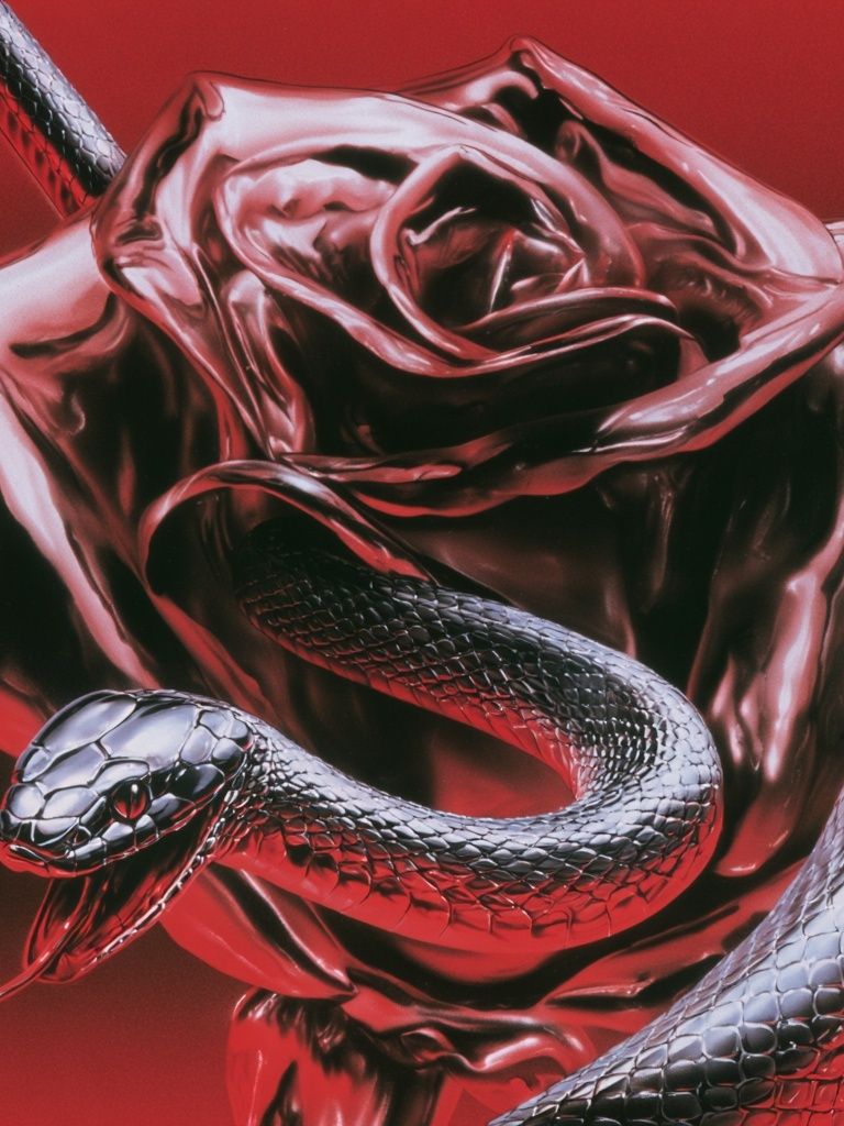 Crimson Snake Rose Illustration Poster. poster detail