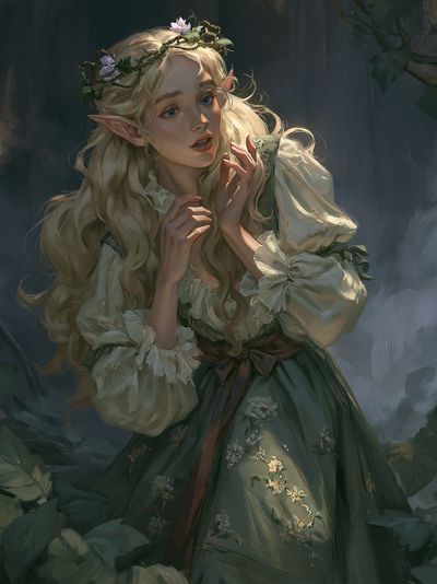 Elf Portrait Fantasy Illustration Poster. poster print