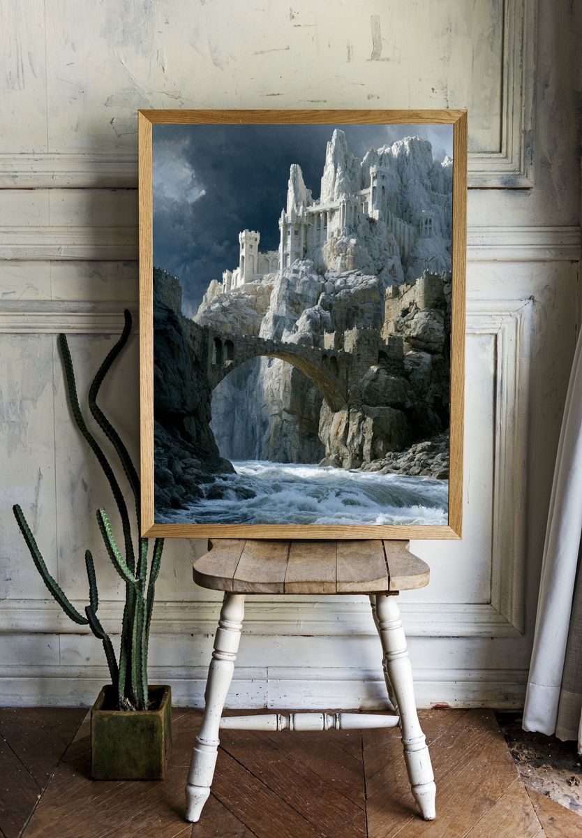Mountain Fortress Fantasy Print. — room view 1