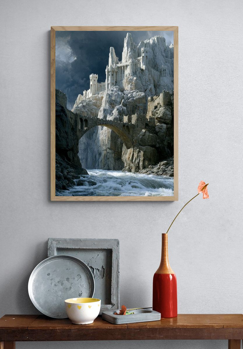 Mountain Fortress Fantasy Print. — room view 3