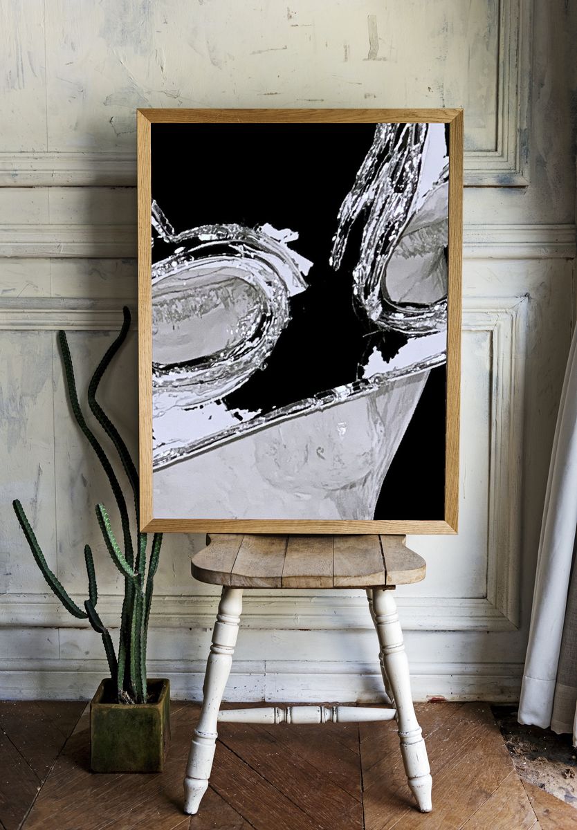Chrome Abstract Face Poster. — room view 1