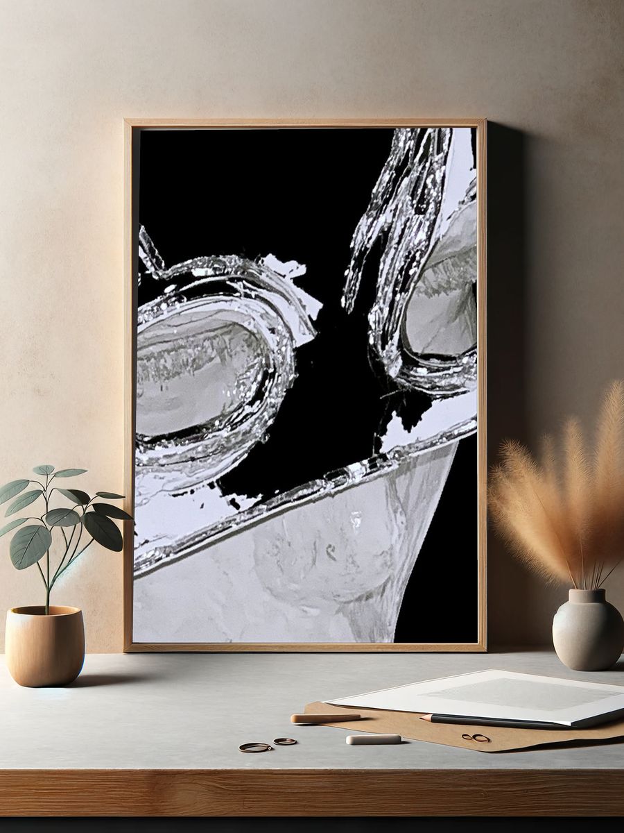 Chrome Abstract Face Poster. — room view 2