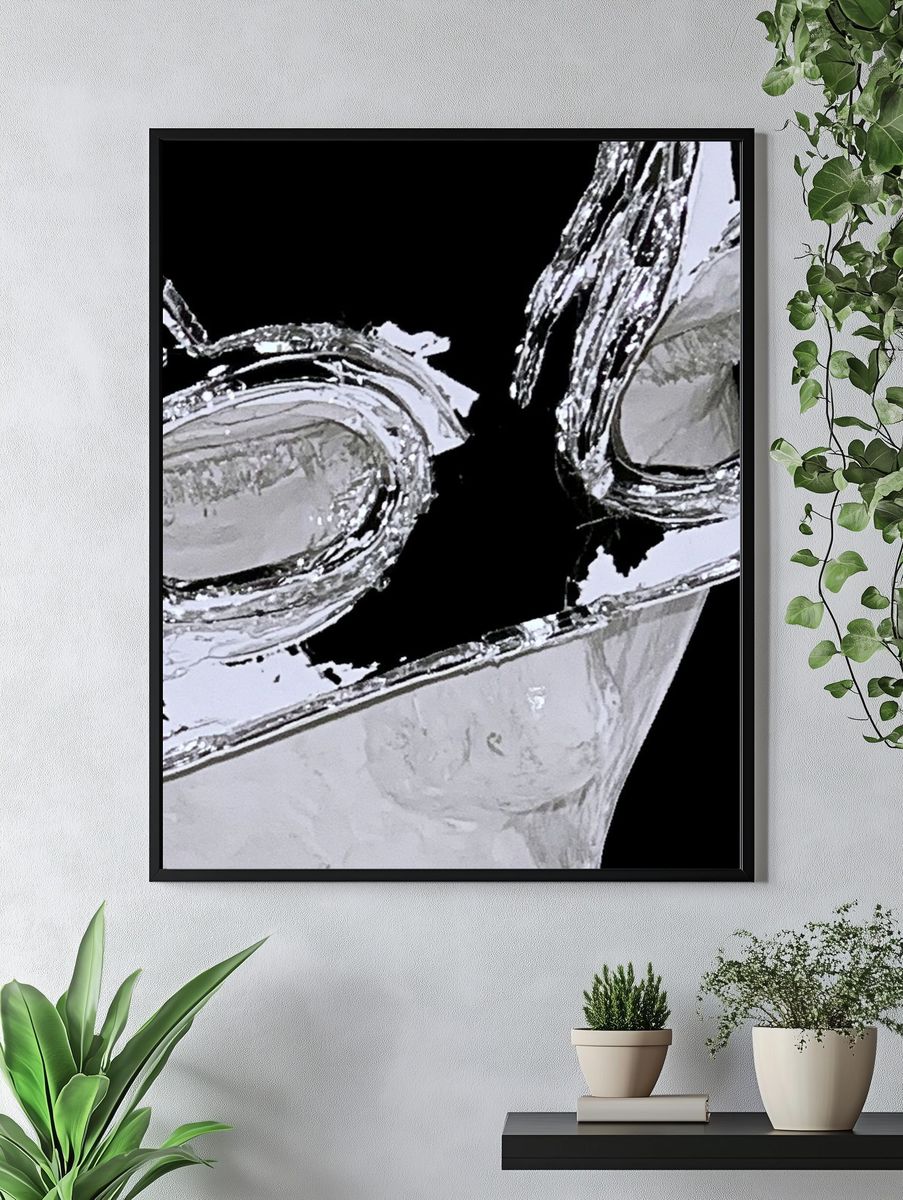 Chrome Abstract Face Poster. — room view 4