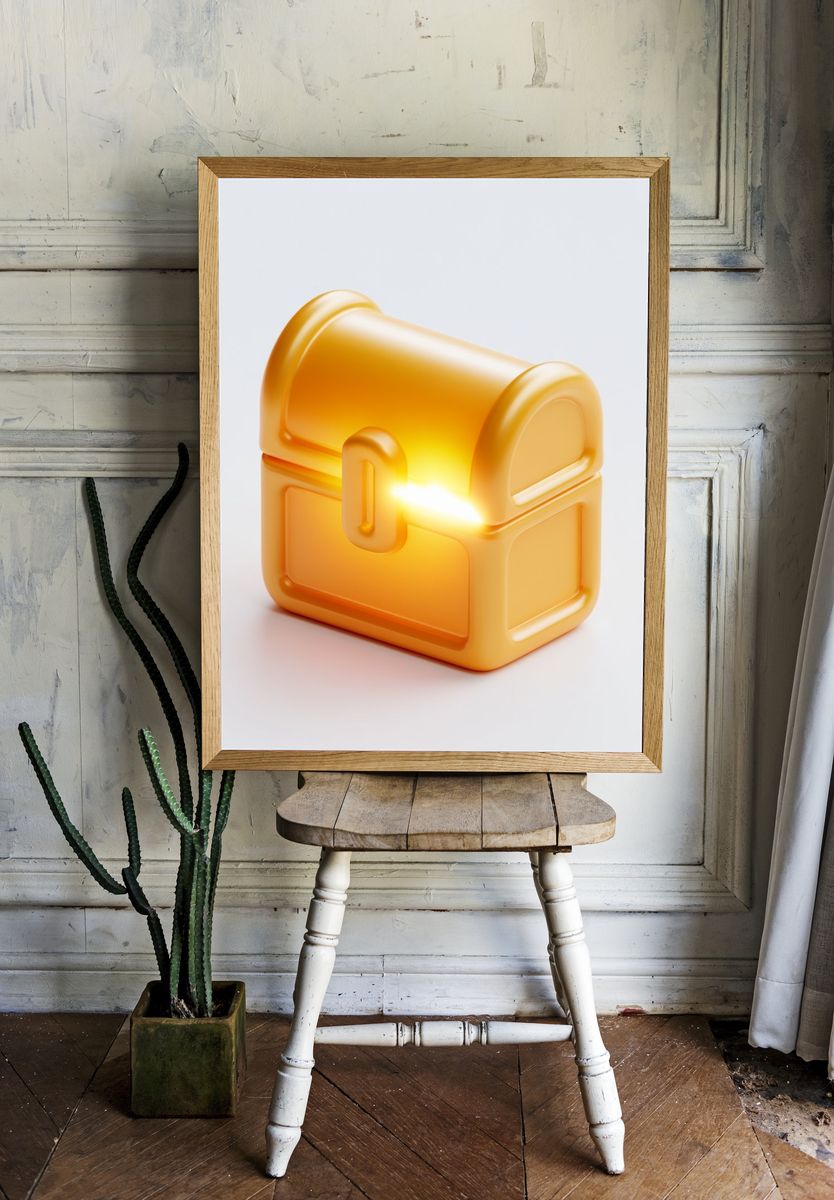 Golden Treasure Chest Illustration Poster. — room view 1