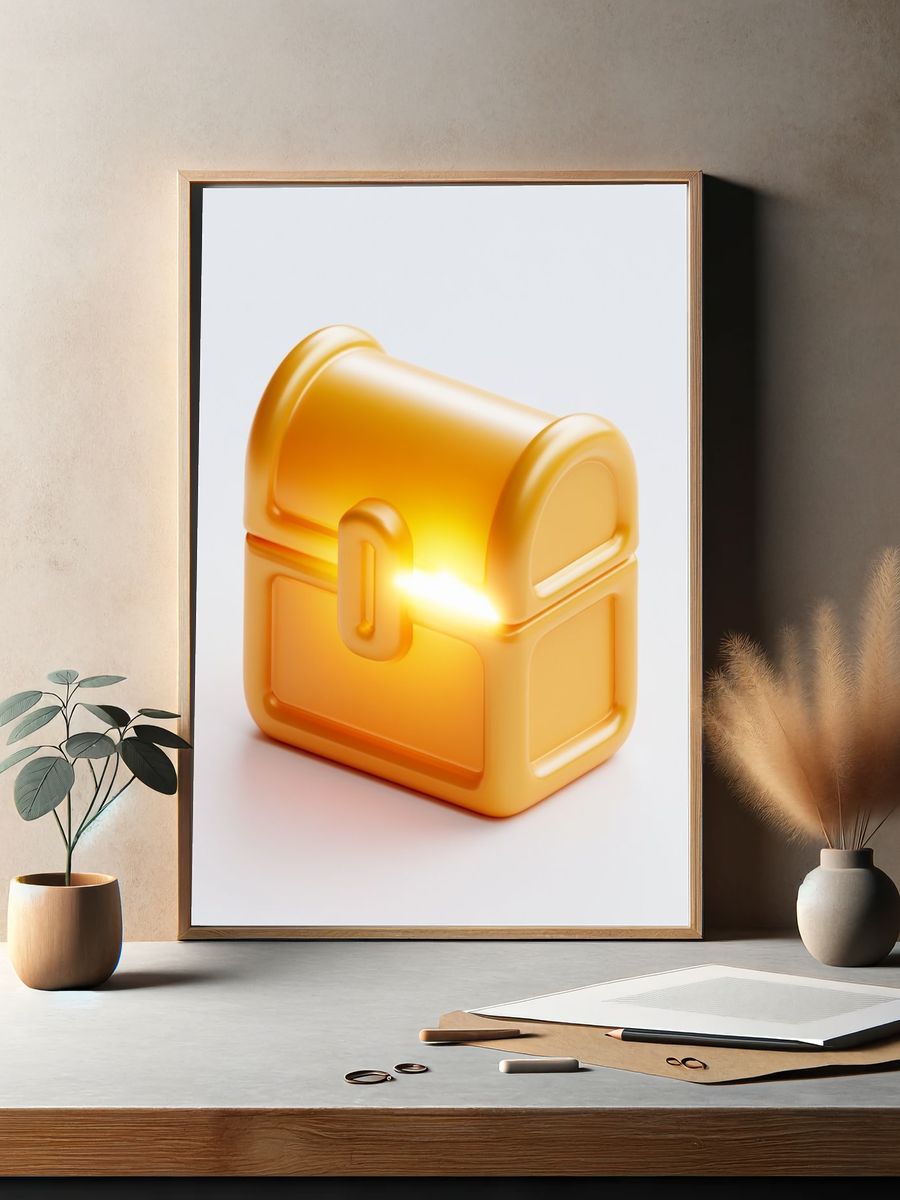Golden Treasure Chest Illustration Poster. — room view 2