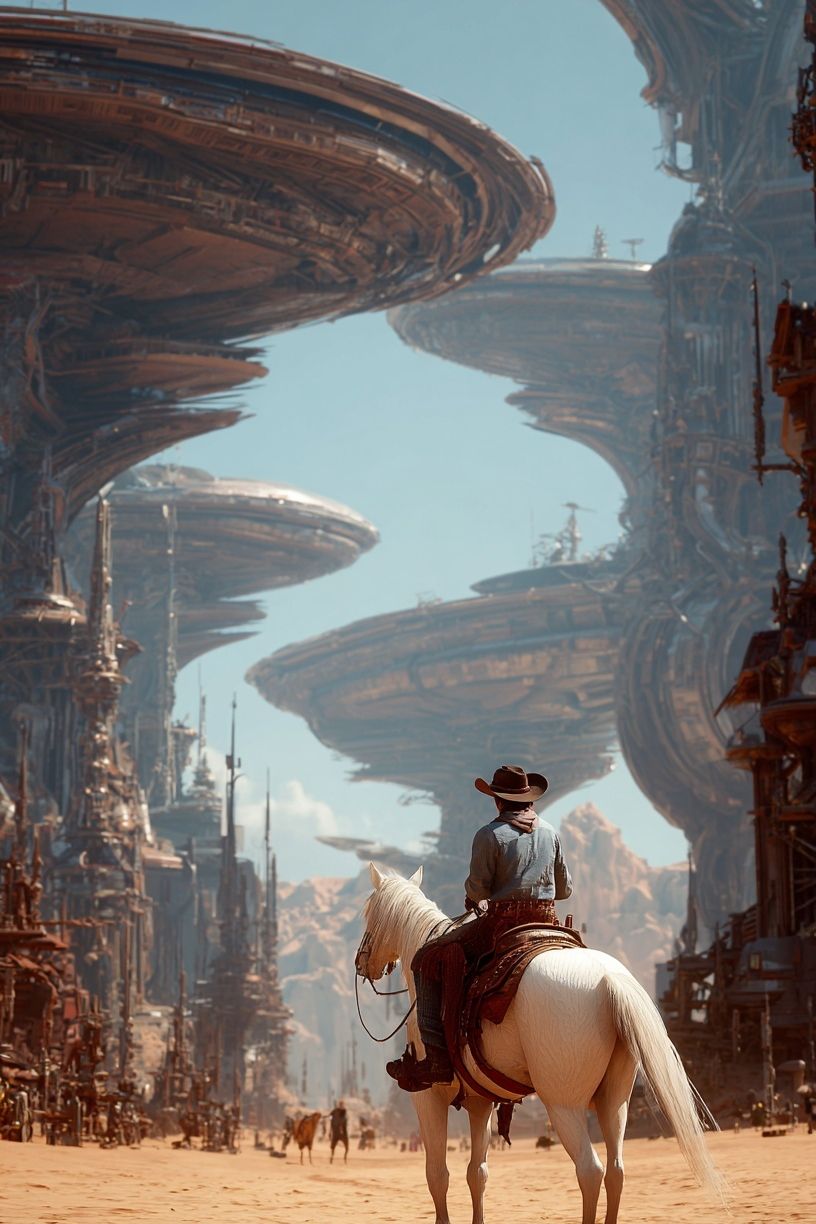 Desert Cowboy Sci-Fi Poster. poster — illustration art