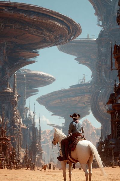 Desert Cowboy Sci-Fi Poster. poster print