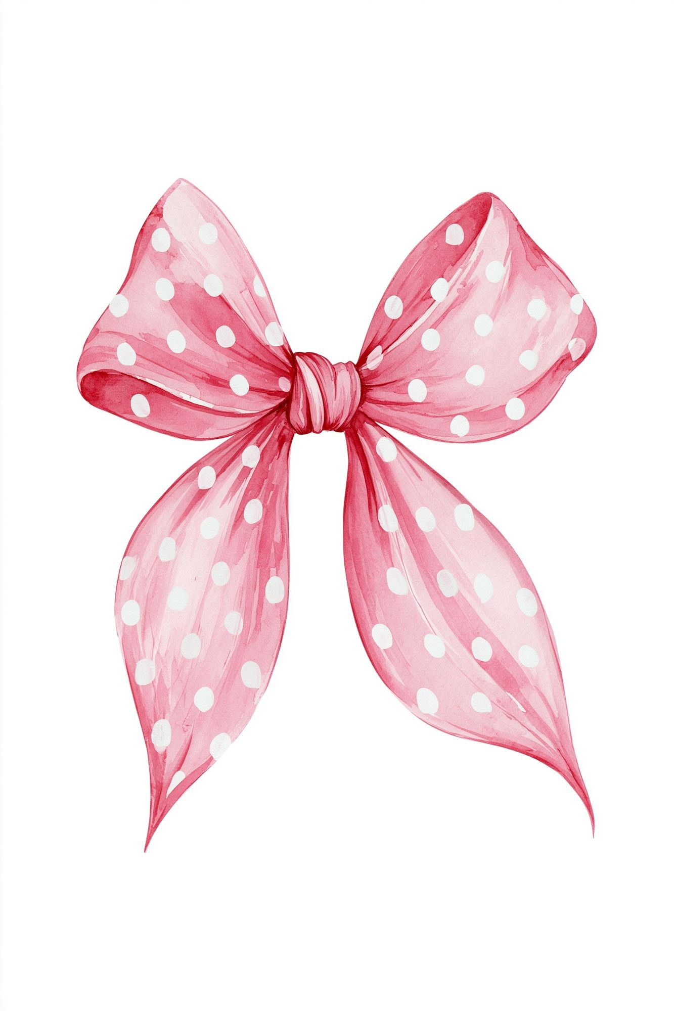 Pink Polka Dot Bow Watercolor Print. poster detail