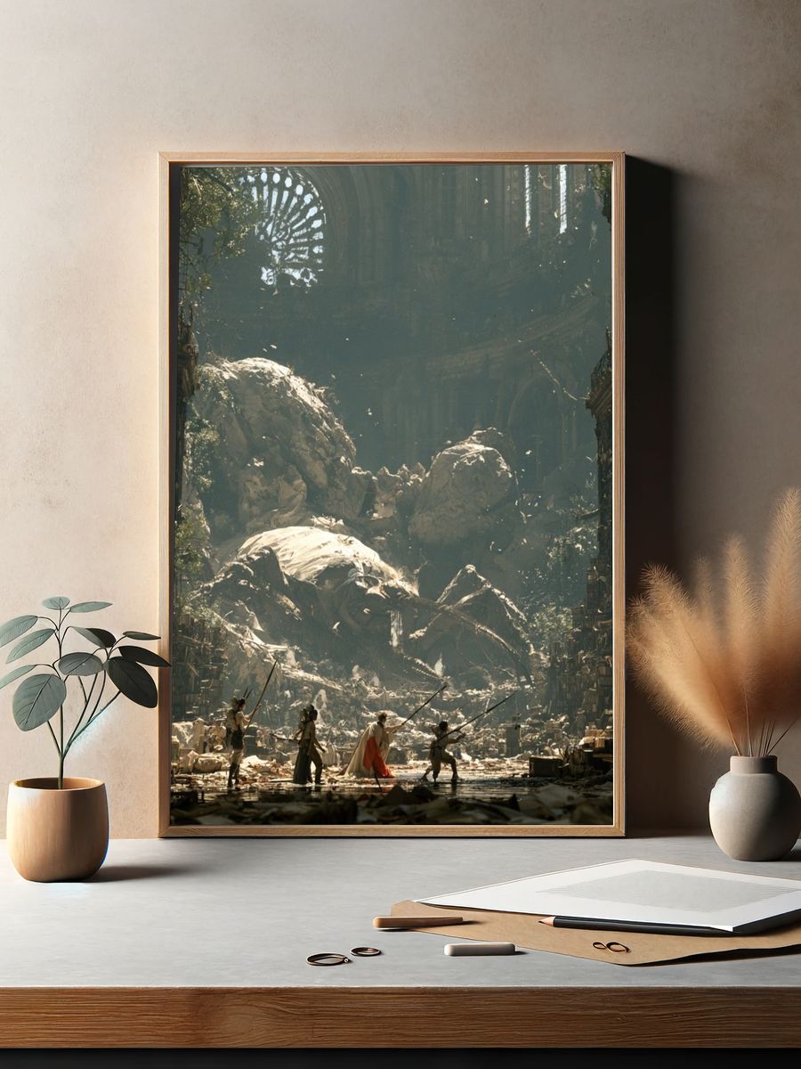 Fantasy Library Ruins Illustration Poster. — room view 2