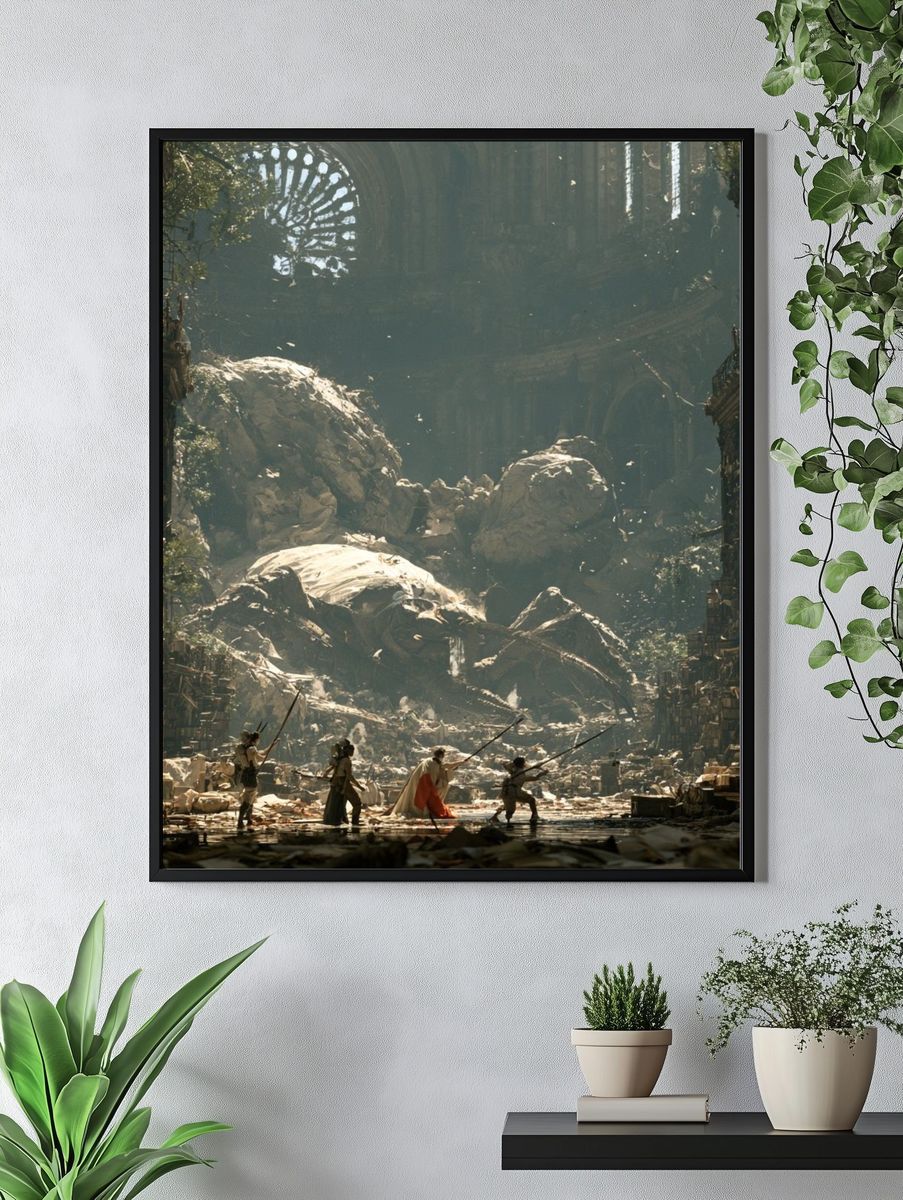 Fantasy Library Ruins Illustration Poster. — room view 4