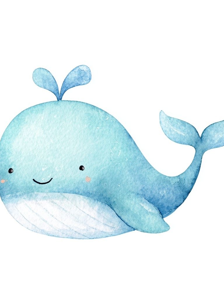 Cute Blue Whale Watercolor Print. poster — illustration art