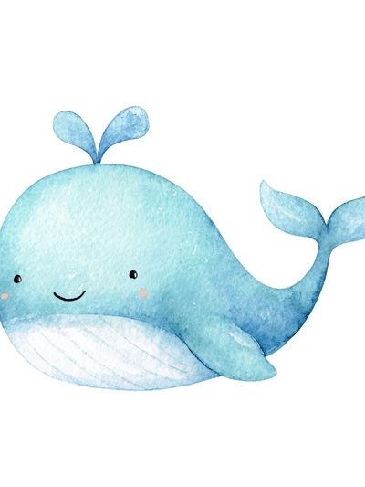 Cute Blue Whale Watercolor Print. poster print