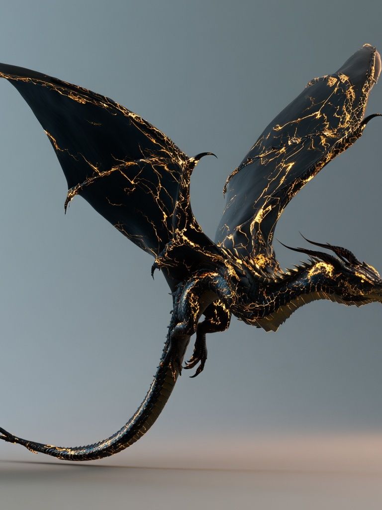 Cracked Gold Dragon Illustration Poster. poster — illustration art
