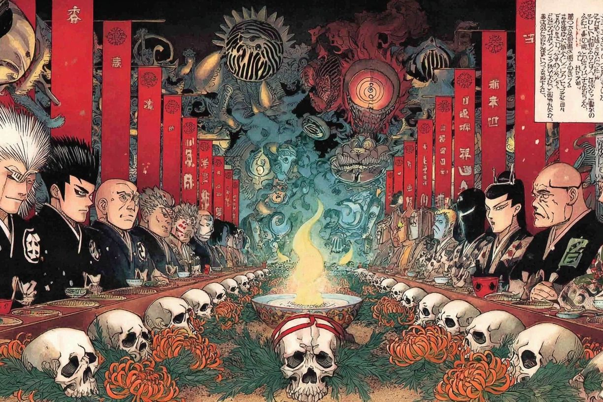 Samurai Skull Feast Illustration Poster. poster detail