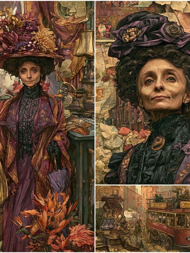 Victorian Street Market Illustration Poster. poster detail