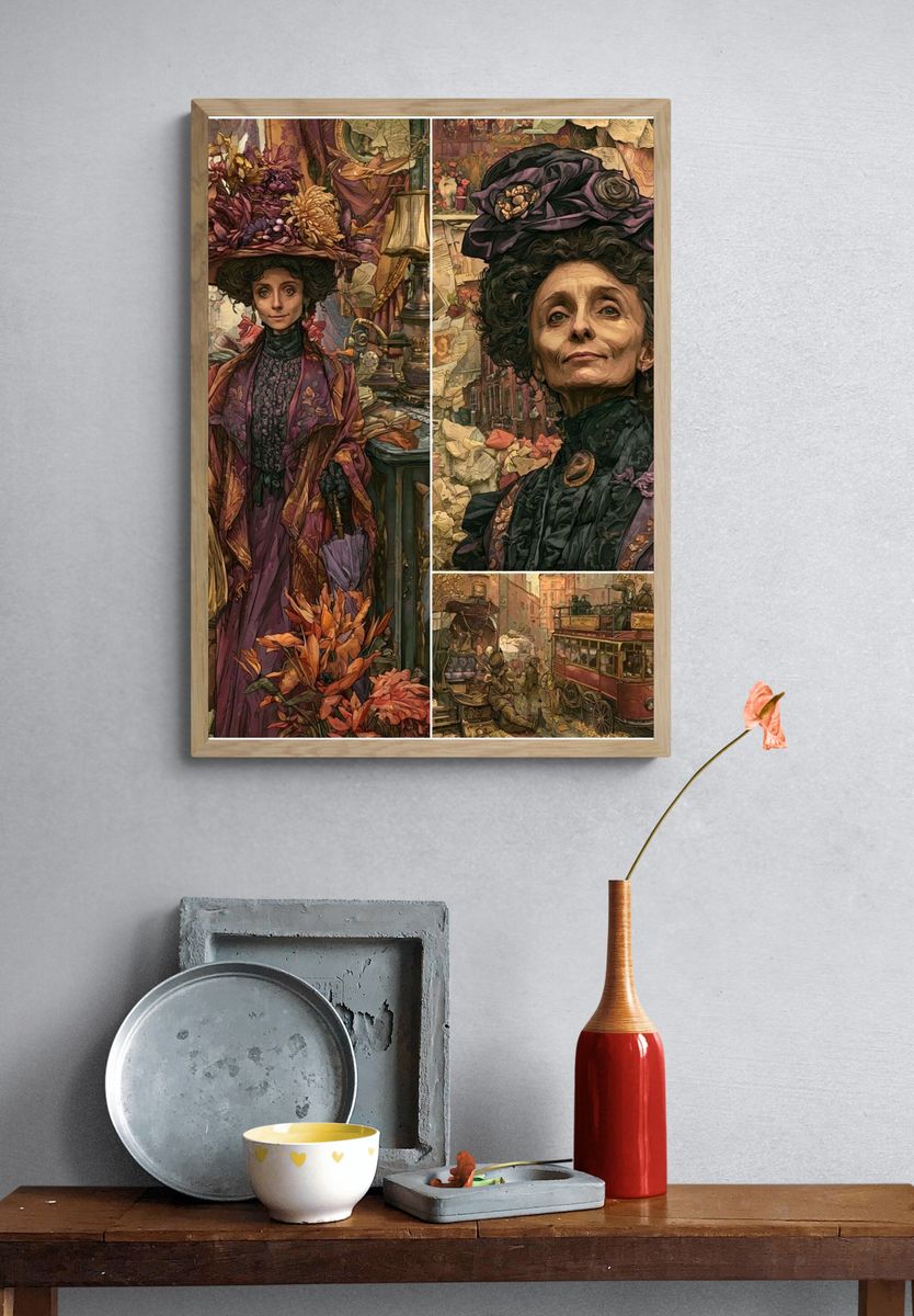 Victorian Street Market Illustration Poster. — room view 3