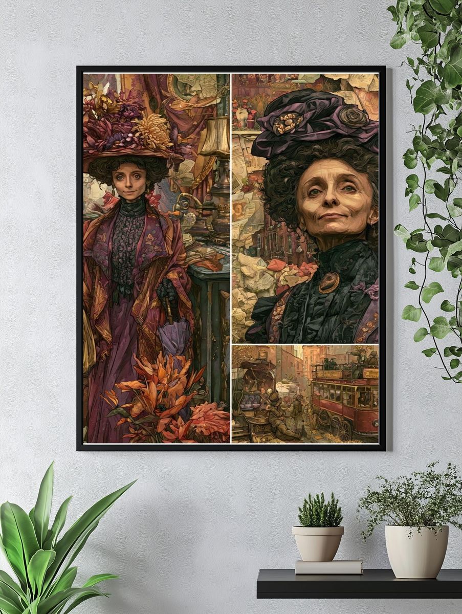 Victorian Street Market Illustration Poster. — room view 4