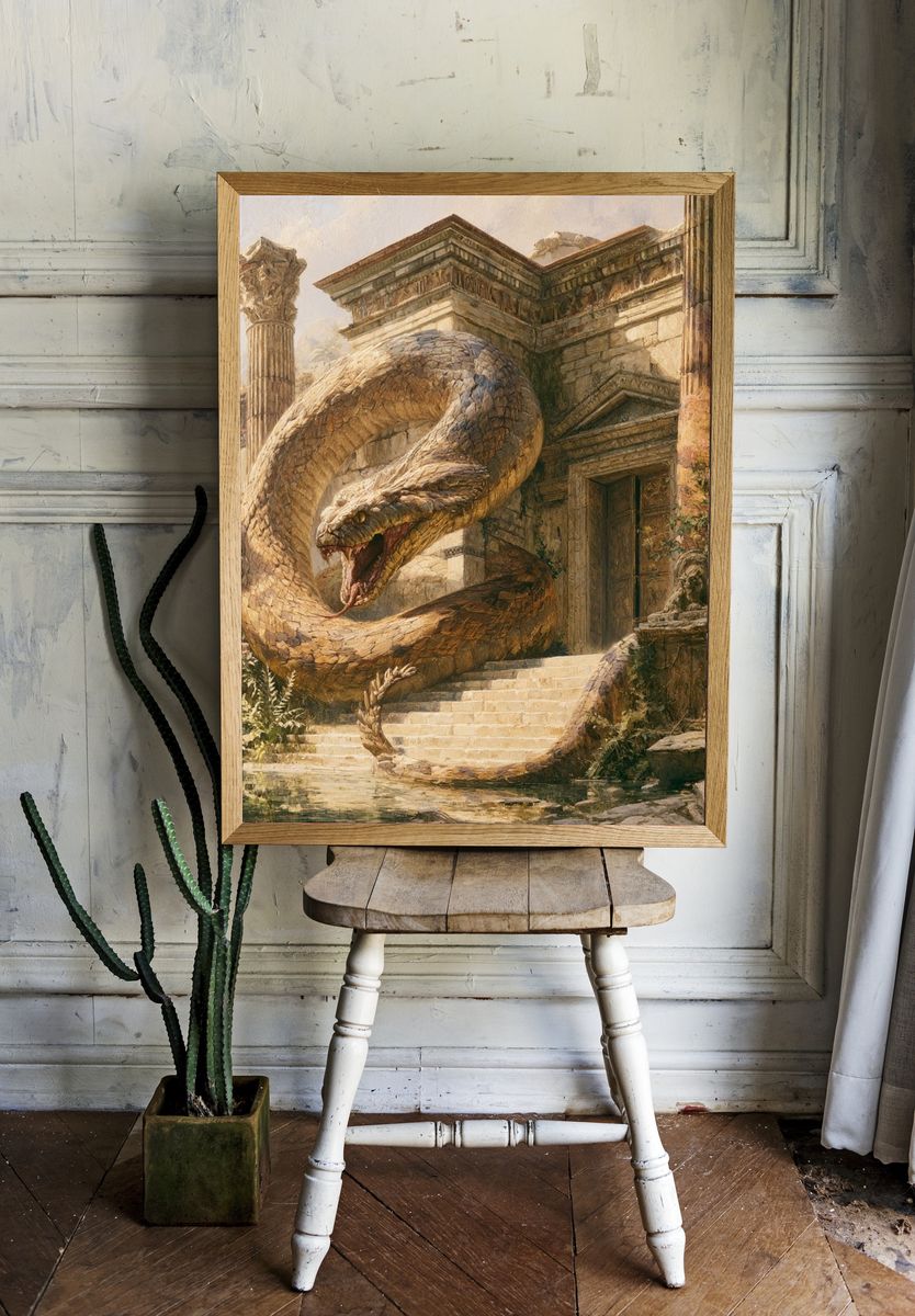 Temple Serpent Fantasy Illustration Poster. room preview