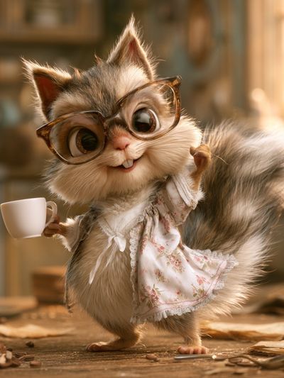 Cute Squirrel Portrait Illustration Poster. poster