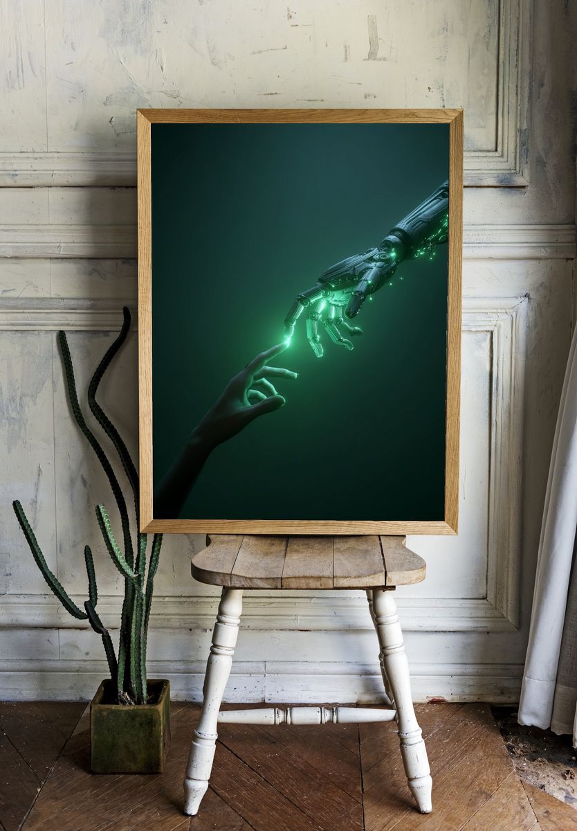 Human and Robot Touch — Sci-Fi Print. room preview