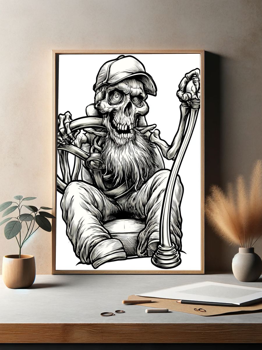 Skeleton Driver Illustration Poster. — room view 2