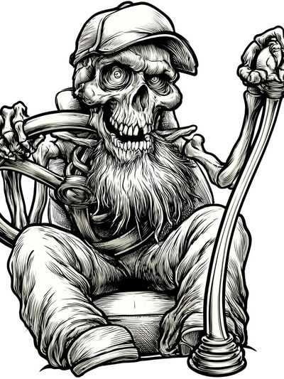 Skeleton Driver Illustration Poster. poster