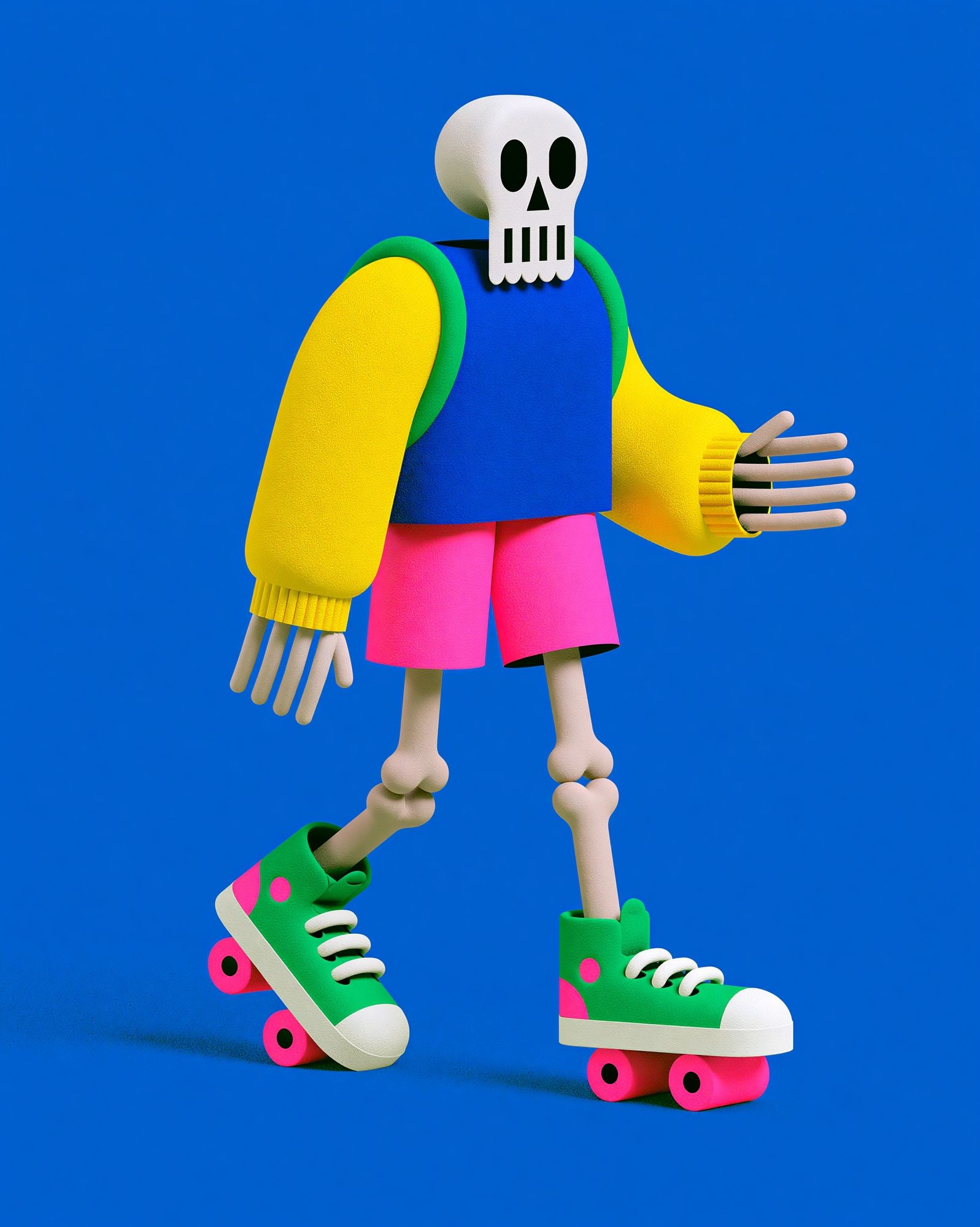 Skate Skeleton Illustration Poster. poster detail