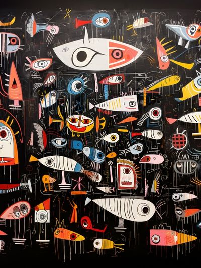 Whimsical Fish Parade Illustration Poster. poster