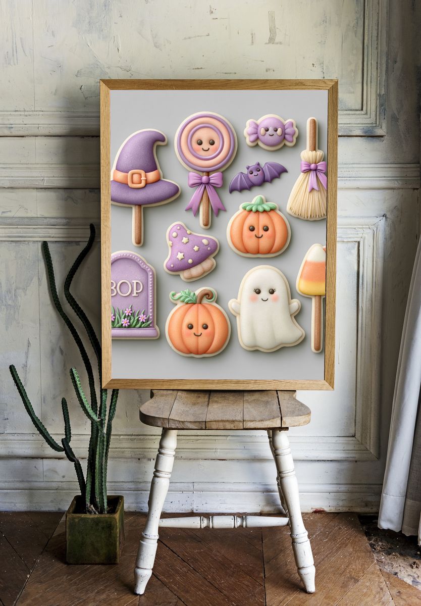 Halloween Candy Illustration Poster. — room view 1