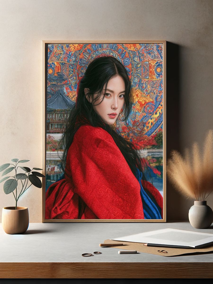 Korean Portrait Digital Art Poster. — room view 2