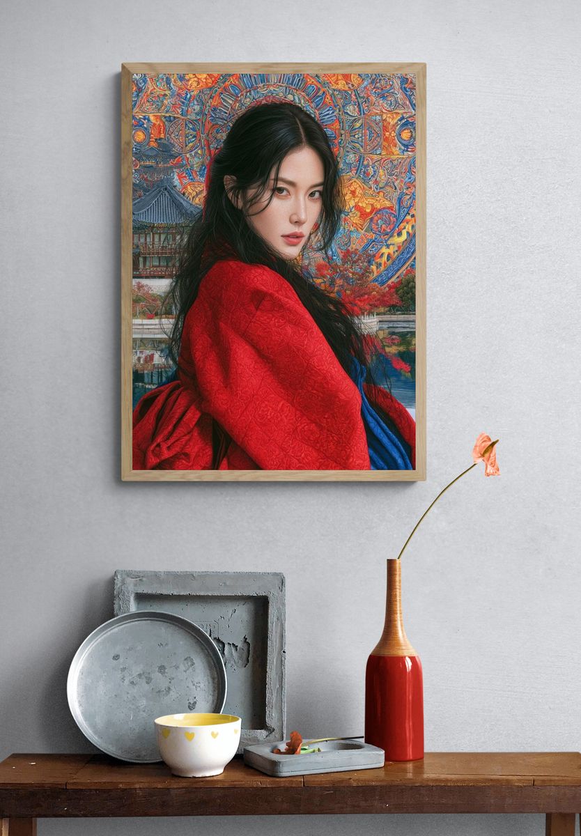 Korean Portrait Digital Art Poster. — room view 3