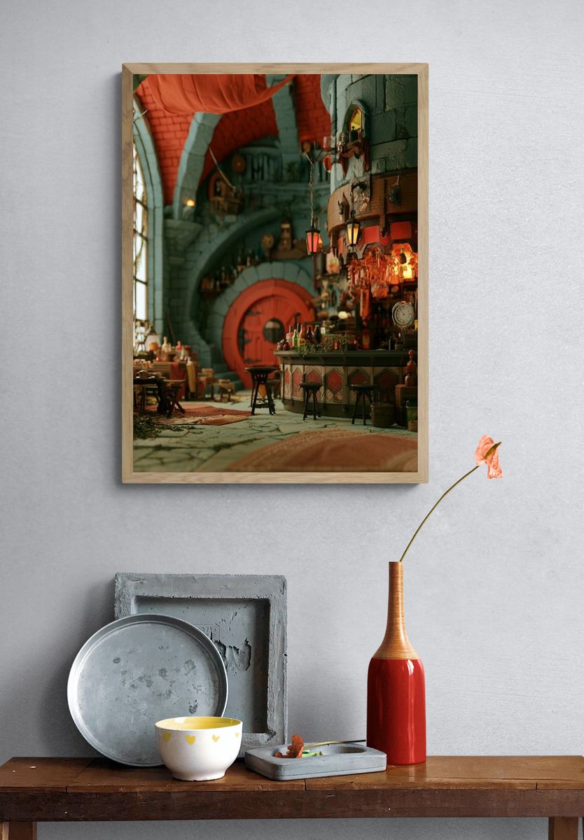 Enchanted Tavern Interior Illustration Poster. — room view 3