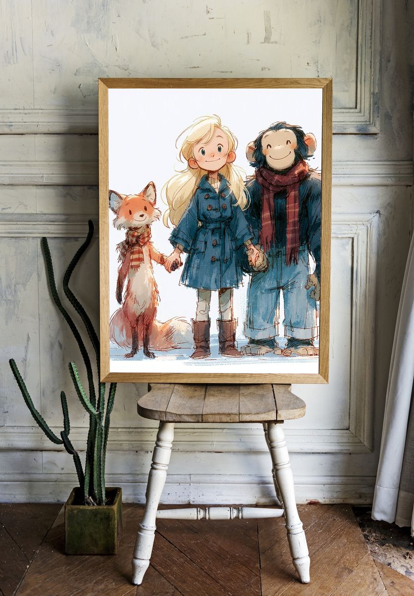 Winter Friends Illustration Poster. room preview