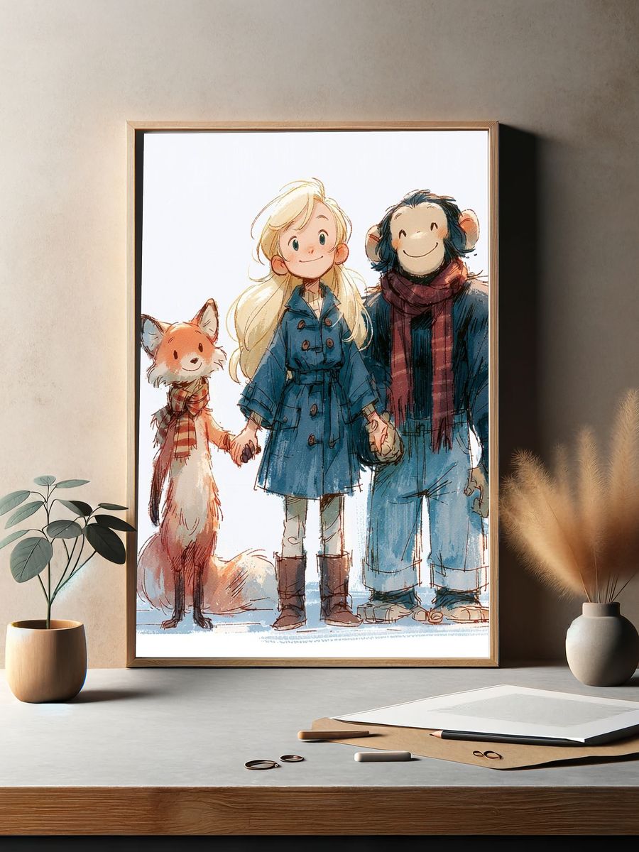 Winter Friends Illustration Poster. — room view 2
