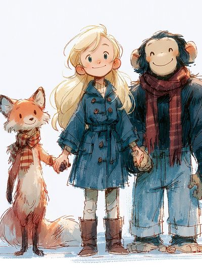 Winter Friends Illustration Poster. poster print