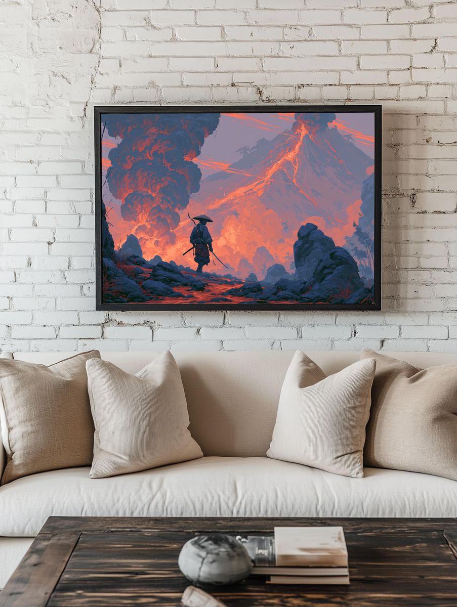 Volcanic Samurai Landscape Print. — room view 1