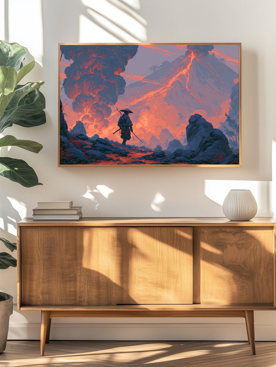 Volcanic Samurai Landscape Print. — room view 3