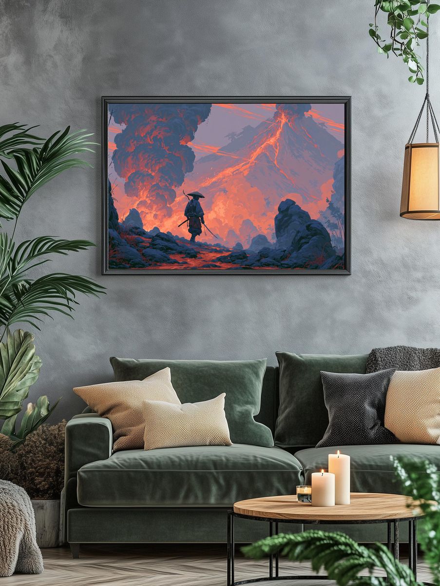 Volcanic Samurai Landscape Print. — room view 4